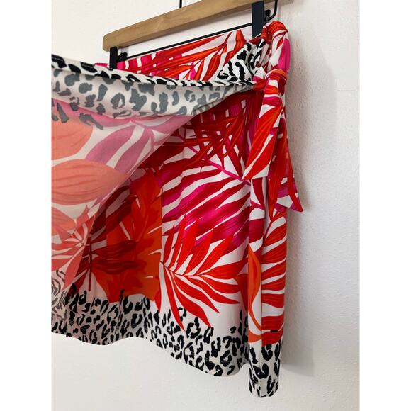 Cache Tropical Faux Wrap Skirt Medium Palm Leaf Leopard Print - Picture 3 of 6